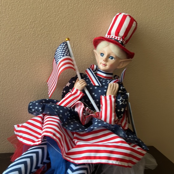 Cynthia Rowley 4th of July Patriotic American Elf Fairy Doll 28" Shelf Sitter - Picture 2 of 5